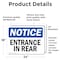 Signmission Entrance In Rear OSHA Notice Sign, Vinyl Decal, 24in W x 18in L, 2PK OS-2PACK-NS-D-1824-L-12102 - alternate 3